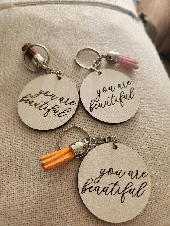 Accessories - You Are Beautiful Round Tassel Keychain - White with Pink/Orange/Brown Tassels